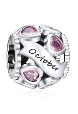 nice silver cubic zirconia heart October birthstone baby charm